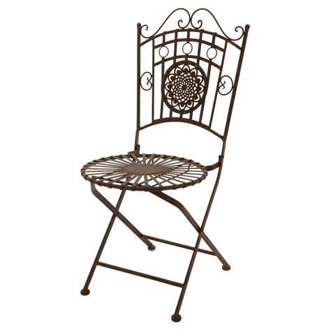 Oriental Furniture Rustic Wrought Iron Patio Folding Side Chair