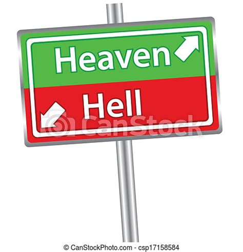 Heaven And Hell Sign Red And Green Street Sign With Words Heaven And
