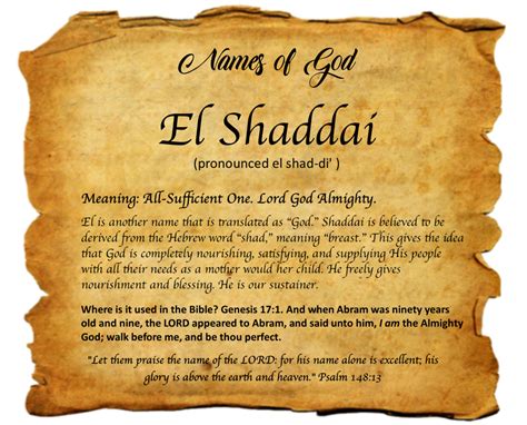 Names Of God El Shaddai Wellspring Christian Ministries