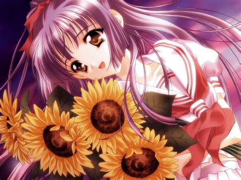 Wallpapers Hd Anime Girls Flowers