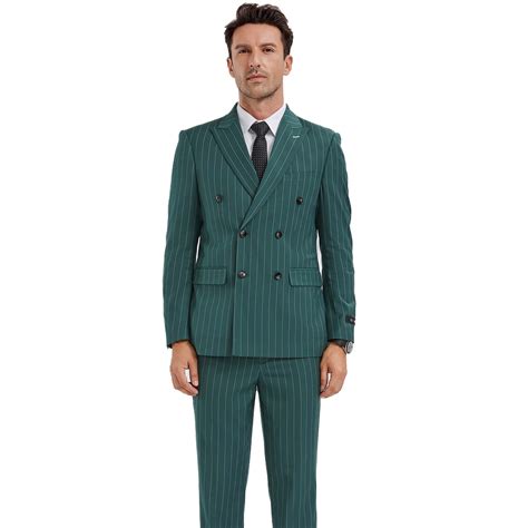 Skinny Fit Green Pinstripe Db Suit Dandk Suit Discounters