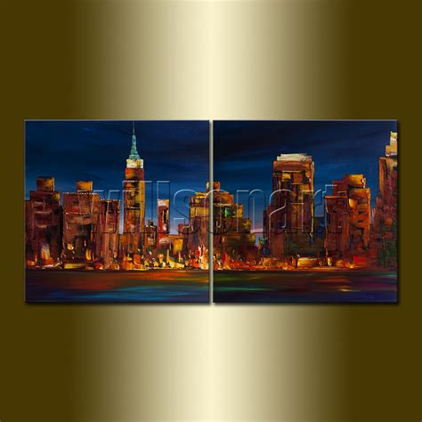 Skyline Cityscape Giclee Canvas Print Modern Art From Original Oil