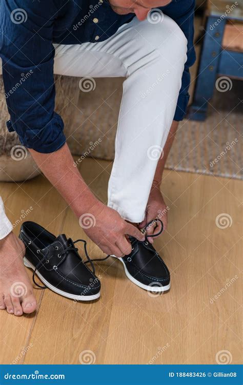 Man Putting On Shoes Stock Photo Image Of Clothes Putting 188483426