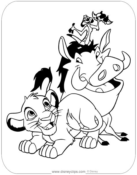 Simba Timon And Pumba Coloring Page Lion Coloring Pages Disney Images