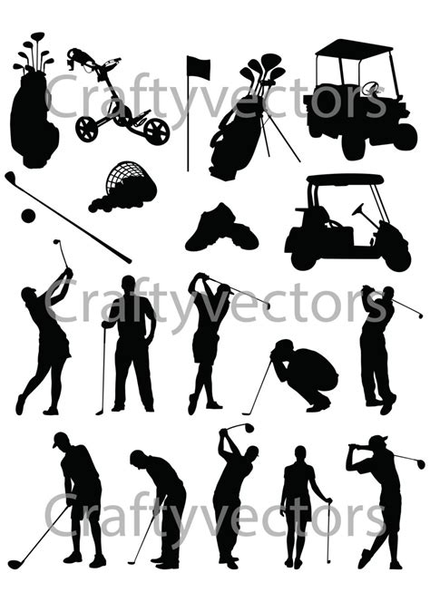 Golf Silhouettes Vector Svg Cut File Etsy