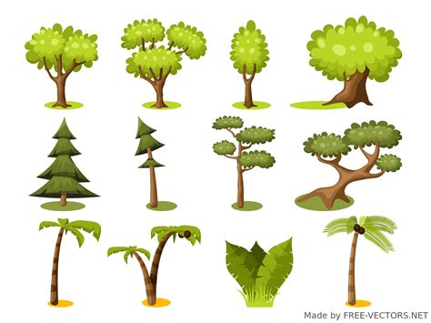 Set Of Cartoon Trees Nature Free Vectorsnet