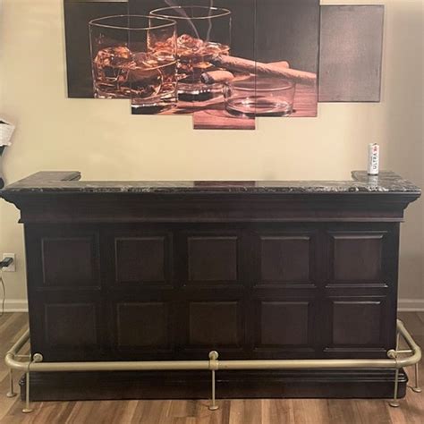 Dark Wood Transitional Style Home Bar Wnl112 Etsy