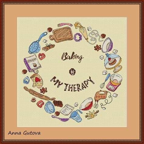 "Baking is my therapy" counted cross stitch pattern ...