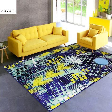 Aovoll Area Rug For Living Room Abstract Style Soft Nylon Carpet