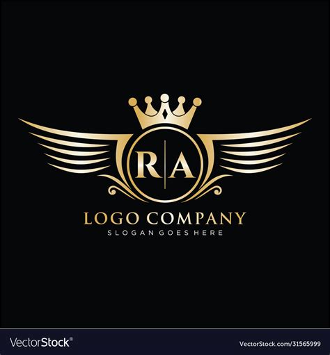Ra Letter Initial With Royal Wing Logo Template Vector Image