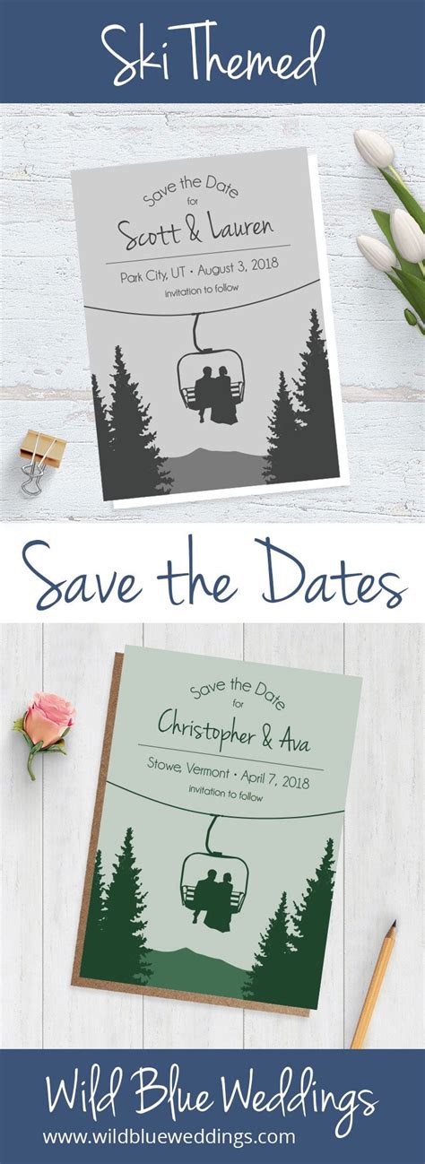 Chair Lift Save The Date Wild Blue Weddings