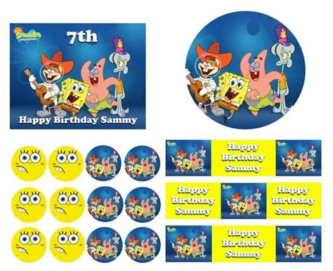 Spongebob Squarepants Birthday Cake Frosting Edible Image Toppers