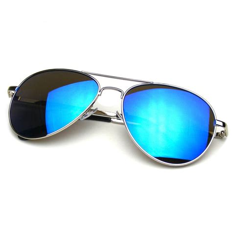 flash mirrored premium metal aviator sunglasses emblem eyewear