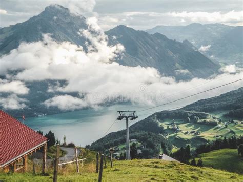 The Swiss Alps In The Summer Overlooking Lake Lucerne Stock Photo