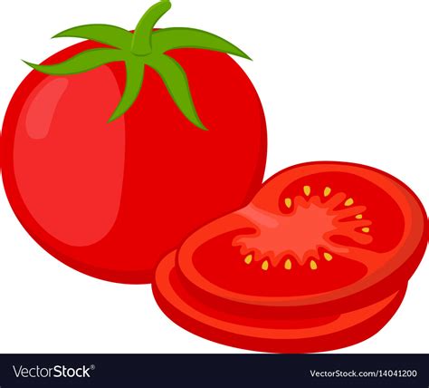 Red Tomatoes And Slices Cartoon Flat Tomato Vector Image