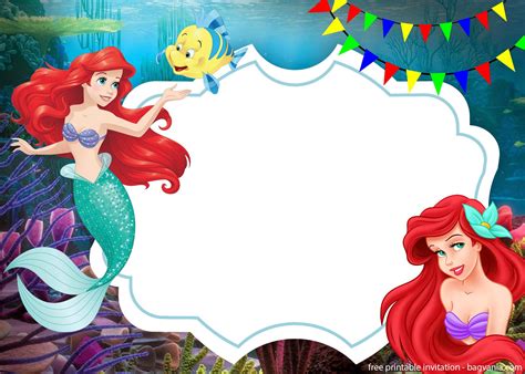 Downloadable Little Mermaid Invitation Template Free Printable Templates