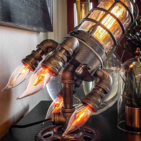 Vintage Steampunk Rocket Lamp Lights Desktop Decorvintage Etsy