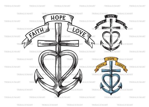 Cross Heart Anchor Faith Hope Love Symbol Faith Sign Cut Files