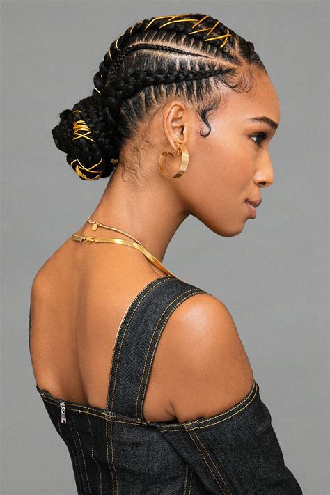 Um This Braided Bun With Gold Stitching Is Definitely The Next Style