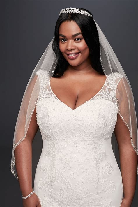 Lace And Tiered Tulle Plus Size Wedding Dress Davids Bridal