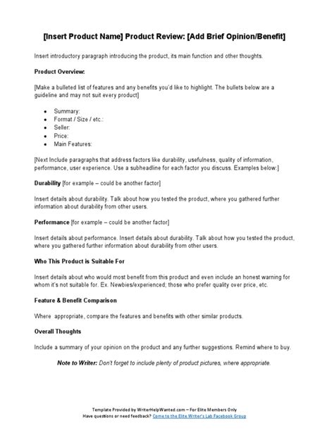 Product Review Template Pdf