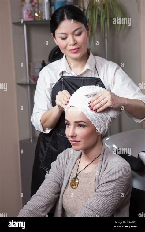 Beautiful Lady In Hairdressing Saloon Stock Photo Alamy