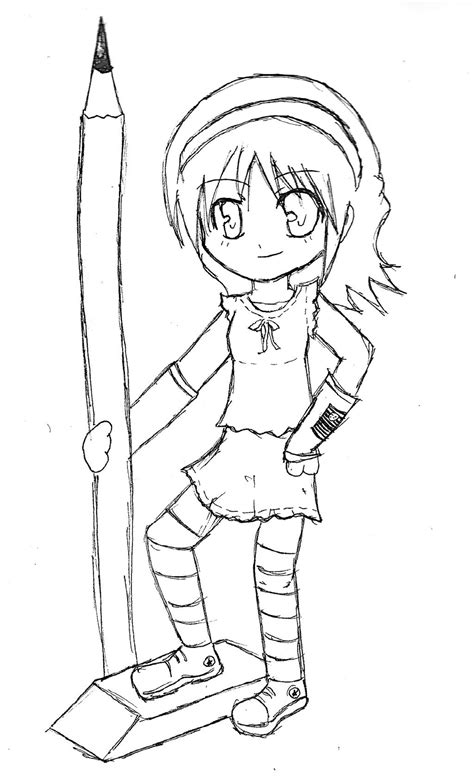 Chibi Girl With Eraser And Pencil By The 7th Star On Deviantart