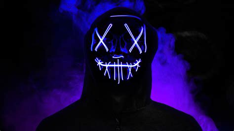 2560x1440 Boy Neon Mask Glowing 5k 1440p Resolution Hd 4k Wallpapers