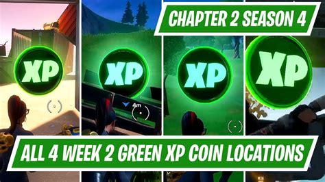 All Week 2 Green Xp Coin Locations In Fortnite Youtube