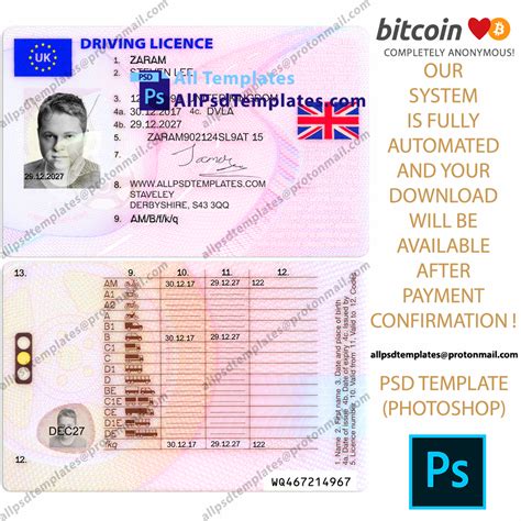 Uk Driving License Template All Psd Templates