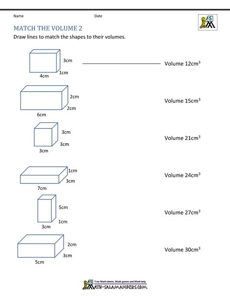 Additive Volume 5th Grade Worksheets