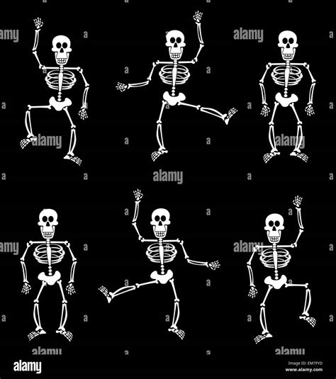 Halloween Skeleton Pattern Black Background Stock Vector Image And Art Alamy