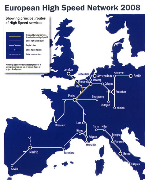 Europe International And High Speed Train Rail Maps