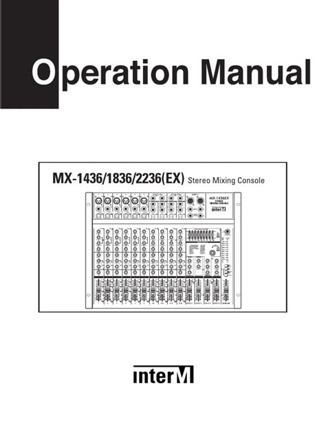 Interm Mx 2236 Ex Operation Manual English Pdf Equalization Audio