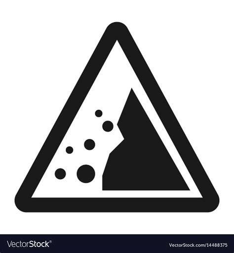 Falling Rocks Sign Line Icon Royalty Free Vector Image