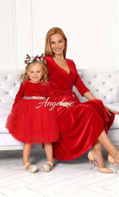 Mommy And Me Matching Dresses For Christmas Party Mother And Etsy In 2021 Red Holiday Dress