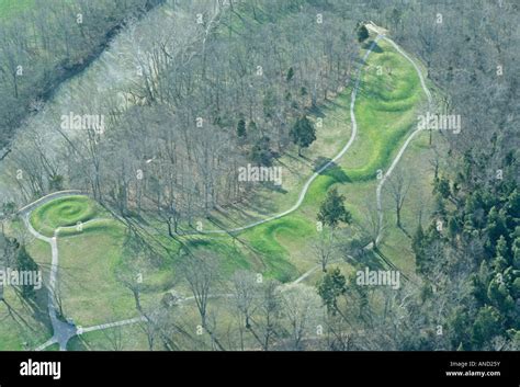 Aerial Of Serpent Burial Mound Near Chillicothe Ohio Usa Adena