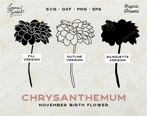 Chrysanthemum Svg November Birth Flower Svg Layered Flower Etsy