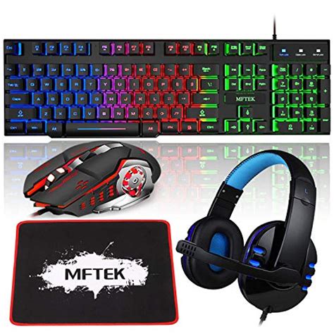 Buy Mftek Rgb Rainbow Backlit Gaming Keyboard And Mouse Combo Blue