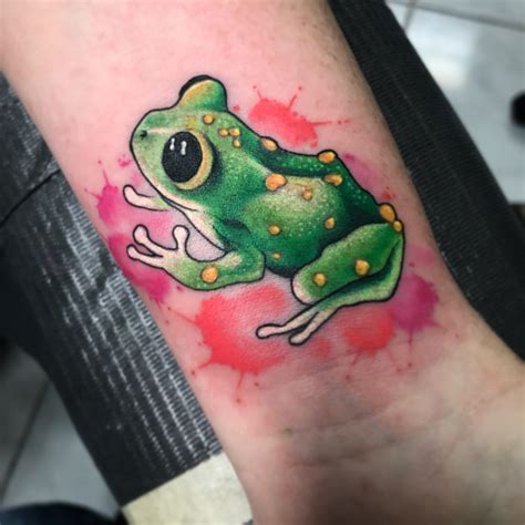 Cute Little Frog Watercolor Tattoo By Veronica Dey 개구리