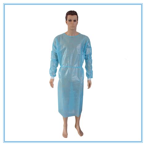 Pp Coated Pe Waterproof Disposable Fluid Resistant Isolation Gown