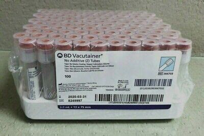 100 Pieces BD Vacutainer No Additive 3 0 ML TubeBox Ref 366703 3204