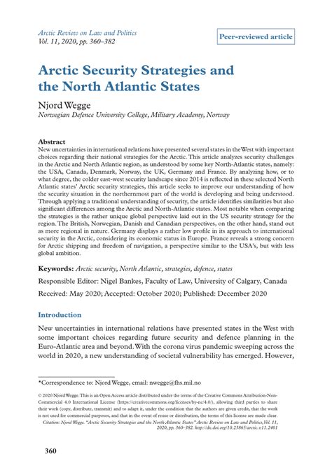 Pdf Arctic Security Strategies And The North Atlantic States