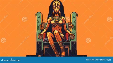 Egyptian Queen Cleopatra Sitting On A Throne Stock Illustration Illustration Of Portrait