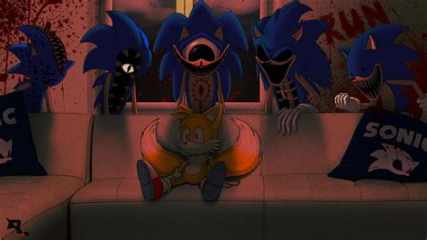 One Tails Five Sonicexe With Blood By Ragnarium On Deviantart