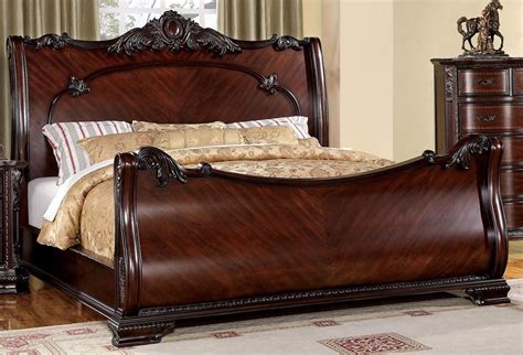 Bellefonte Brown Cherry Queen Sleigh Bed From Furniture Of America