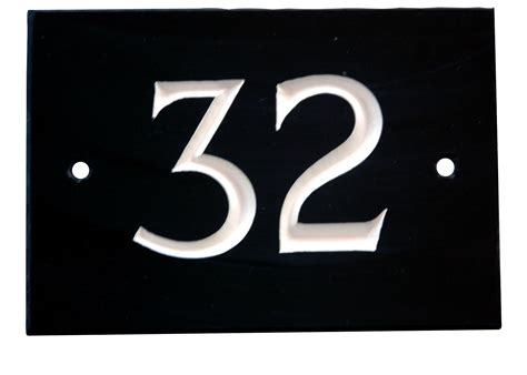 Black Slate Rectangle House Plate Number 32 Departments Diy At Bandq