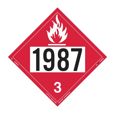 Labelmaster Dot Container Placard Flammable Liquid Un 1987 10 34 In