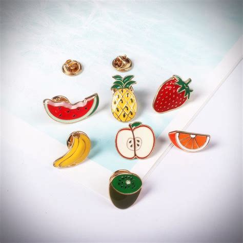 Glossy Fruit Enamel Pins 7 Designs Enamel Pins Backpack Decoration