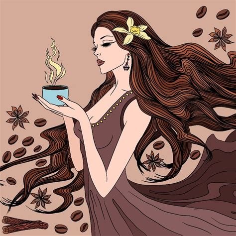 a woman with long hair holding a cup of coffee